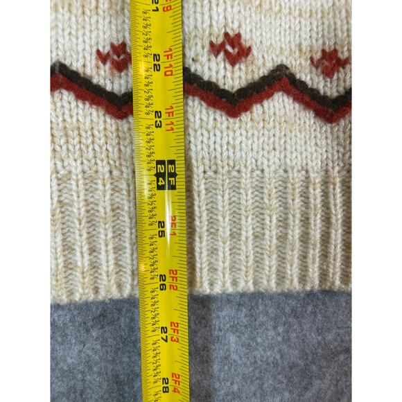VTG Gimbels Geometric Fair Isle Pullover Sweater Mens Medium Beige Cable Knit - Picture 7 of 8